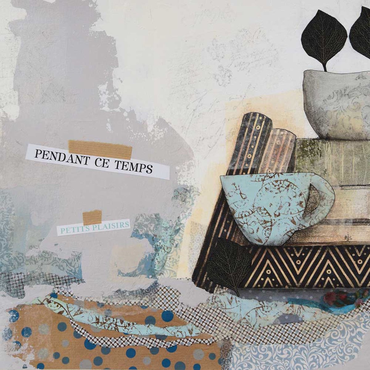 Surrealistic Still Life Collage By Armandine Js, 14 X 14, Pendant Ce Temps, Original Artwork