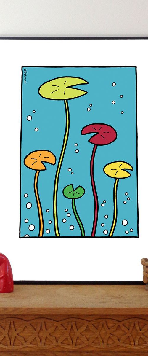Water lilies - Modern Graphic Art Print by Ed Schimmel