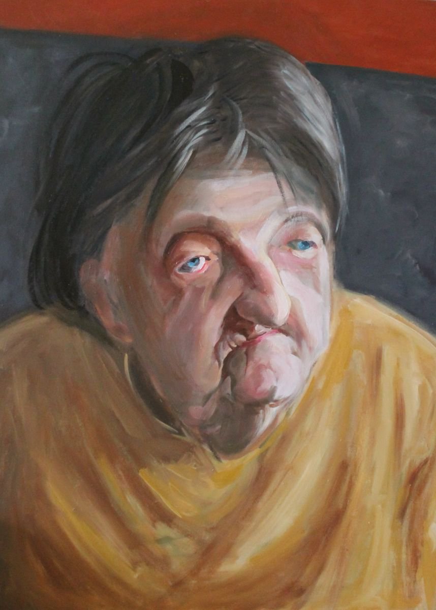 Expressive Portrait Oil Painting By Neda Krstic, 24 X 31", Nada L, Original Artwork