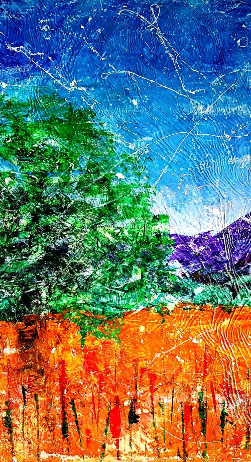 Senza Titolo 195 - abstract landscape - 112 x 86 x 2,50 cm - ready to hang - acrylic painting on stretched canvas by Alessio Mazzarulli