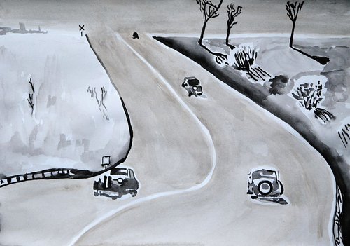 The Highway / 42 x 29.7 cm by Alexandra Djokic