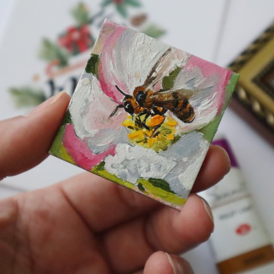 Tiny Bee on Spring Blossom