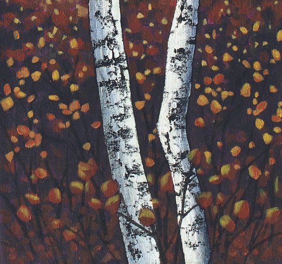 Two Autumn Birches