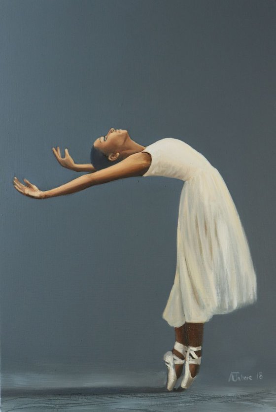 Ballet Portrait 2 , Dancer on Pointe, Ballet Oil Painting, Ballerina, Framed Art