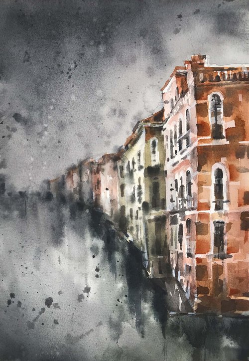 Foggy Venice. one of the kind, original painting, watercolour. by Galina Poloz