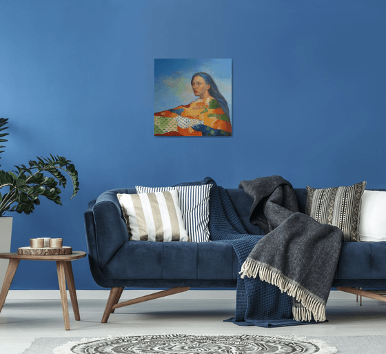Lady with blue hair