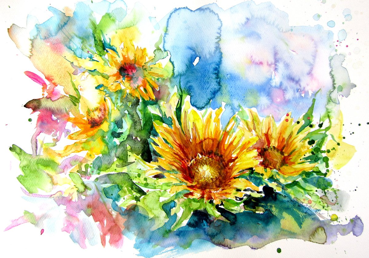 Sunflowers in the garden by Kovacs Anna Brigitta