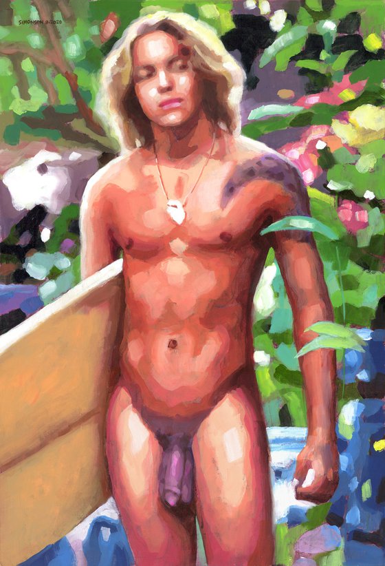 Surfer in a Garden