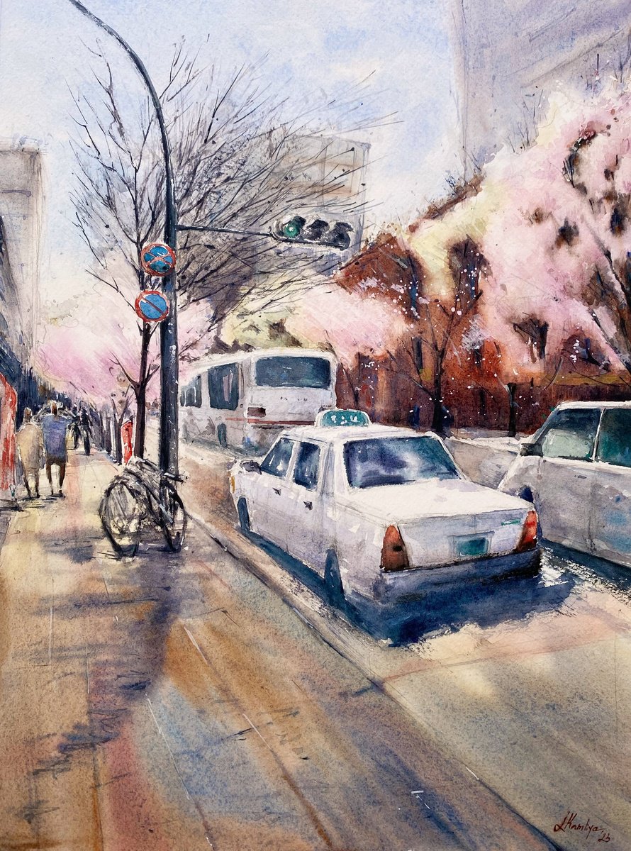 Impressionistic Watercolour , Spring Traffic By Leyla Kamliya, 12 X 16, Artwork For Sale On Artfinder