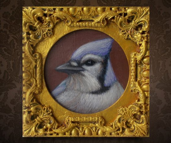 Blue Jay bird painting framed