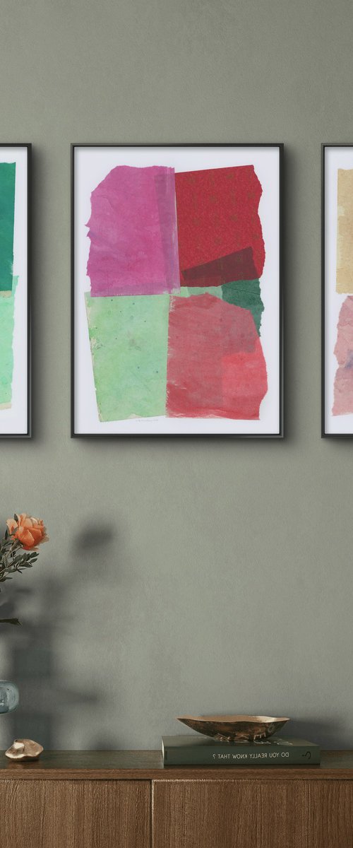 Set of 3 abstract collages by Gabriel Prundeanu