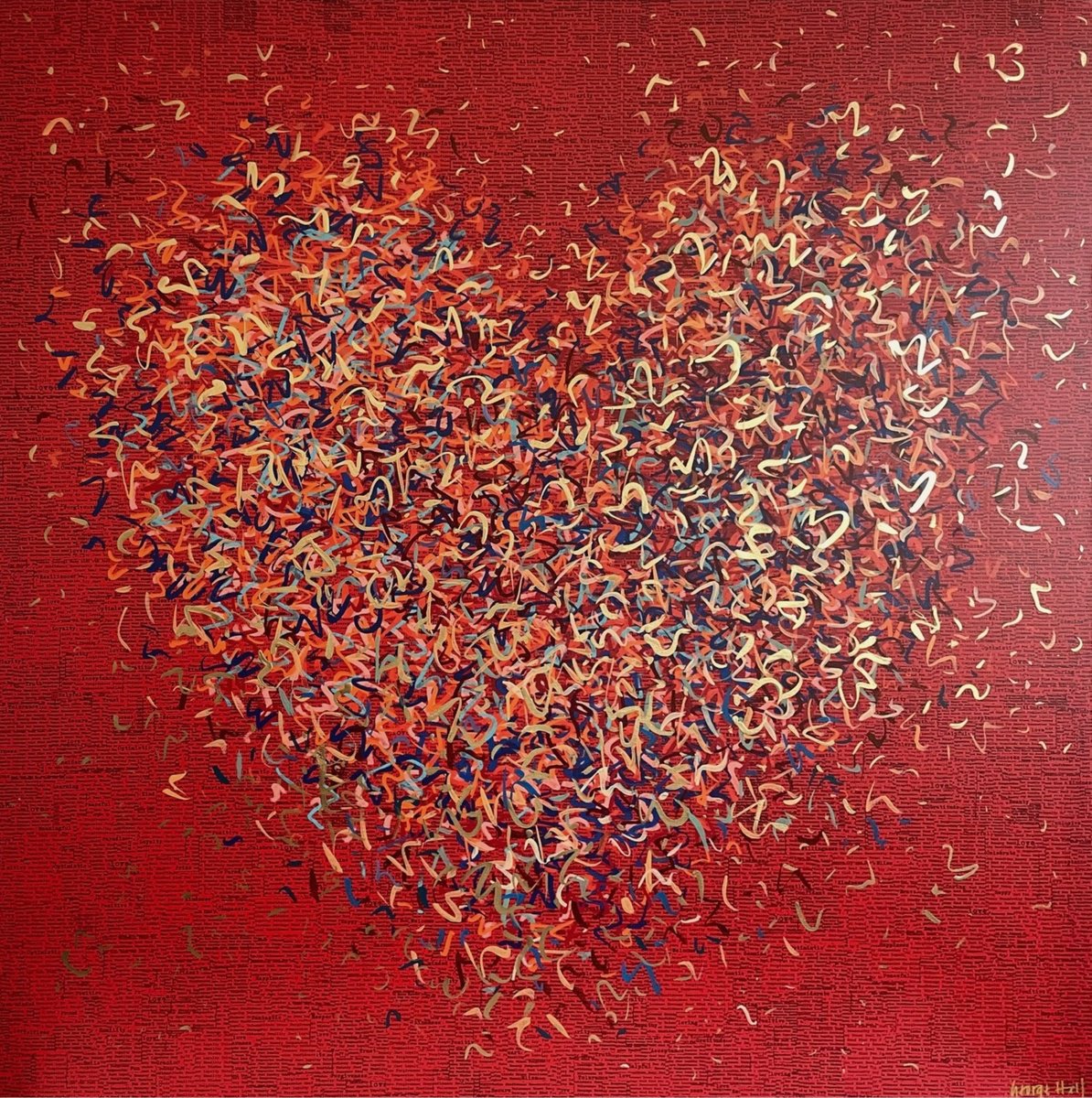 Impressionistic Abstract Painting By George Hall, 50 X 50, Icon Optimist, Original Artwork