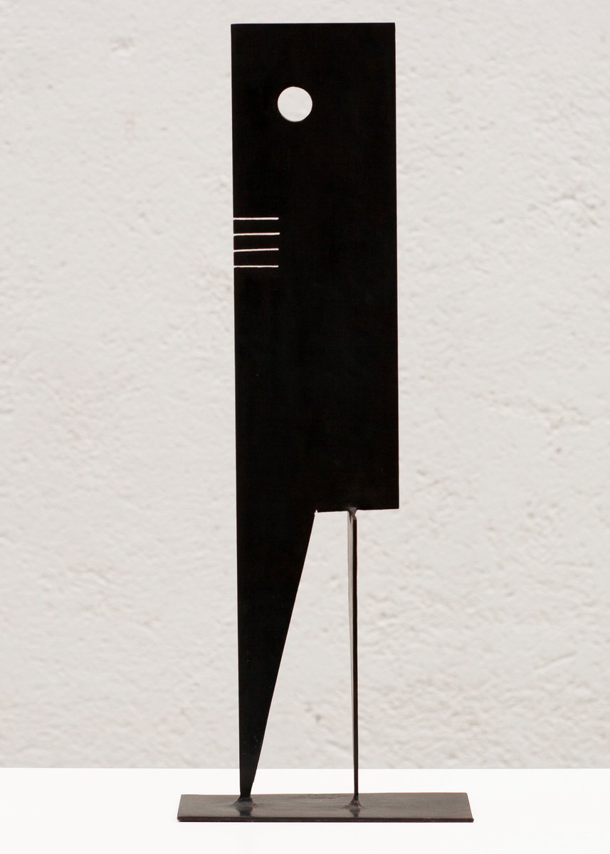 Geometric Abstract Sculpture By Roberto Canduela Luengo, 7 X 19", Anthropoid In Two Parts, Original Artwork