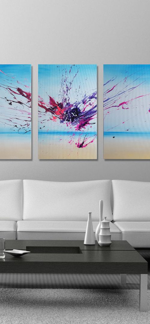 Artist's Beach II Triptych by Ansgar Dressler