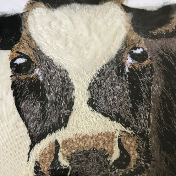 Cow textile art