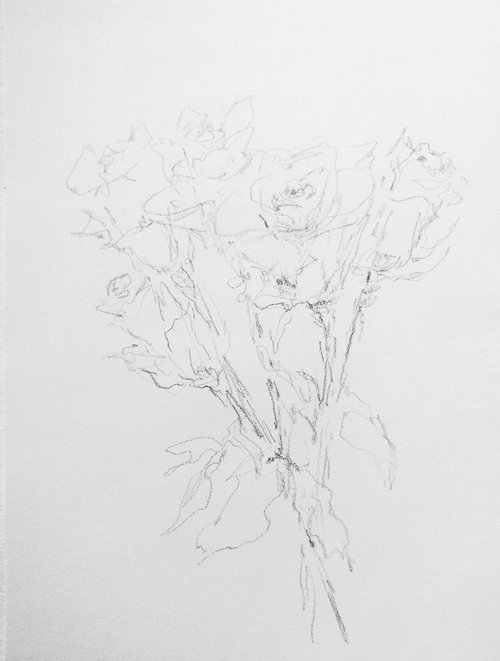 Bouquet of Roses. Original pencil drawing by Yury Klyan