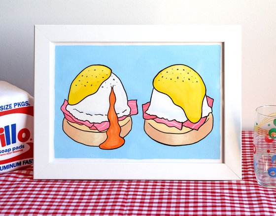 Eggs Benedict Pop Art Painting On A4 Paper