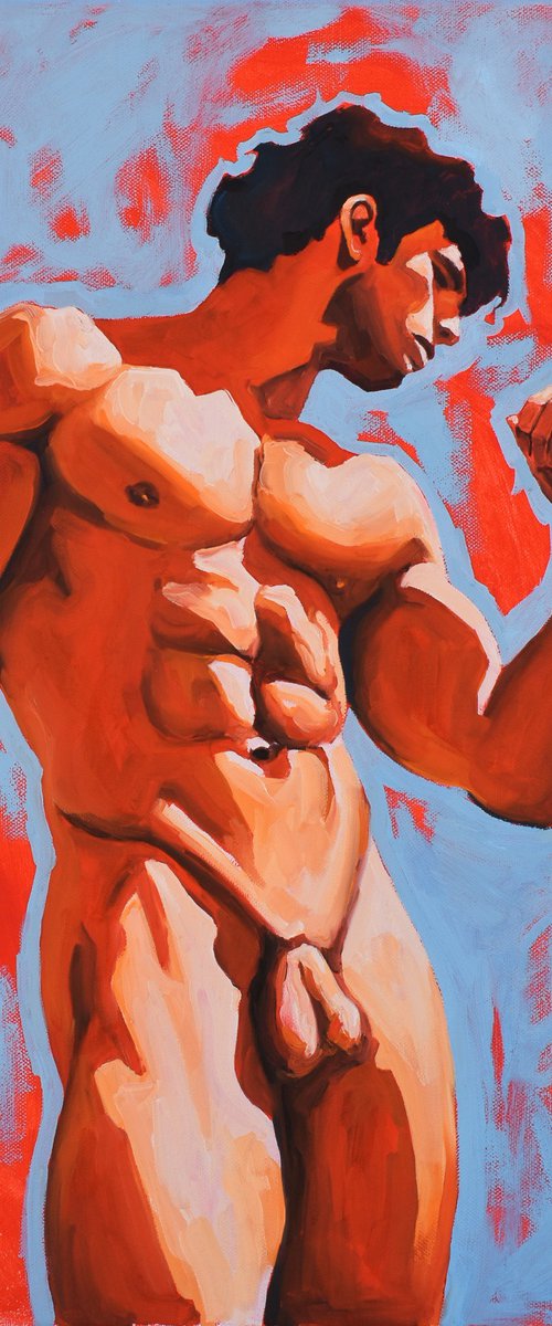 "The Crimson Pose" - Male figure by Goodvin Nerko