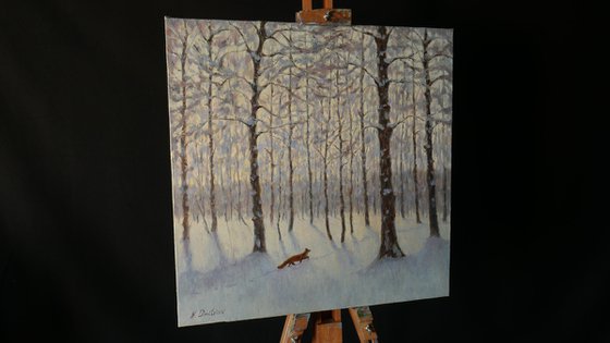 The Winter Morning In The Forest - winter landscape painting