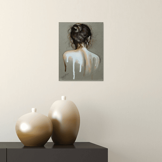 "Beautiful back " Original   acrylic painting on board 22x29x0.5cm.ready to hang