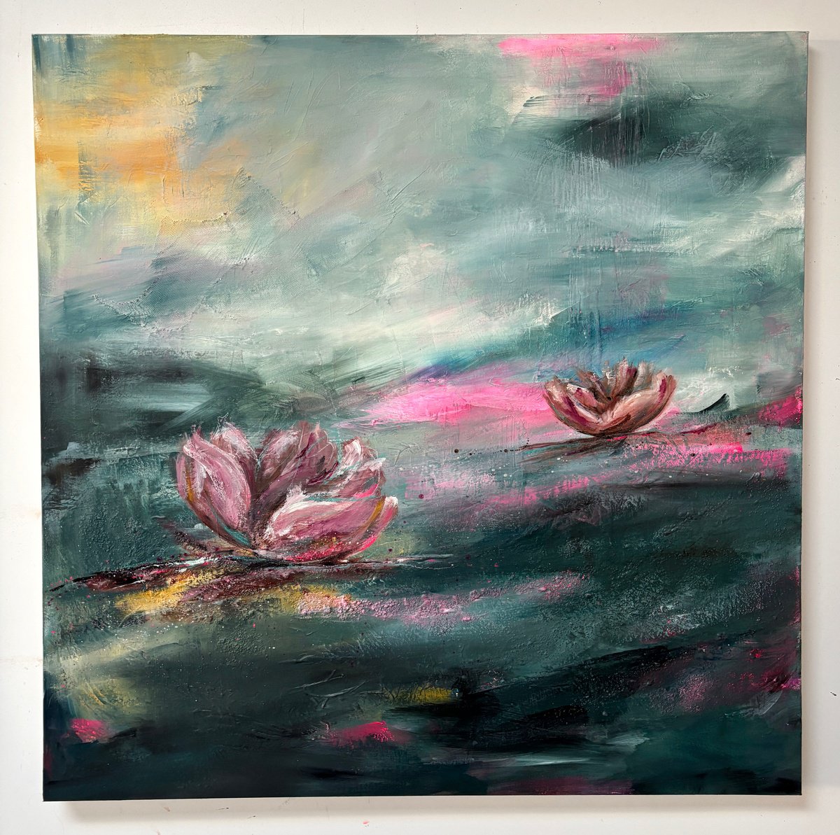 Reflections Among The Lilies By Lyndsay Tarren-Leister, 39 X 39, Artwork For Sale On Artfinder
