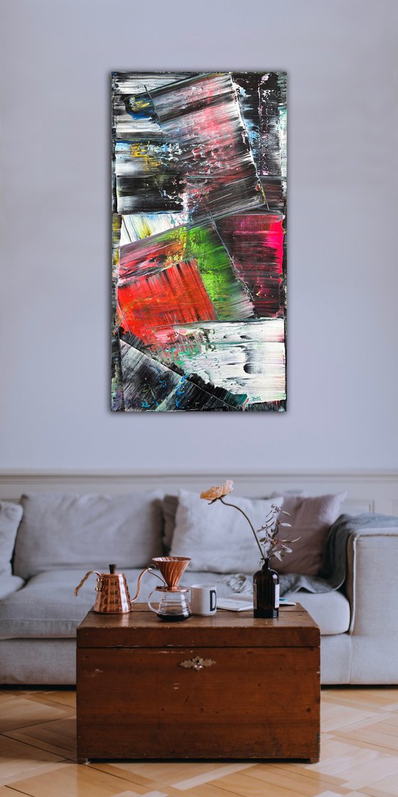 "Know When To Fold 'Em" - Original Large PMS Abstract Acrylic Painting On Canvas - 24" x 48"