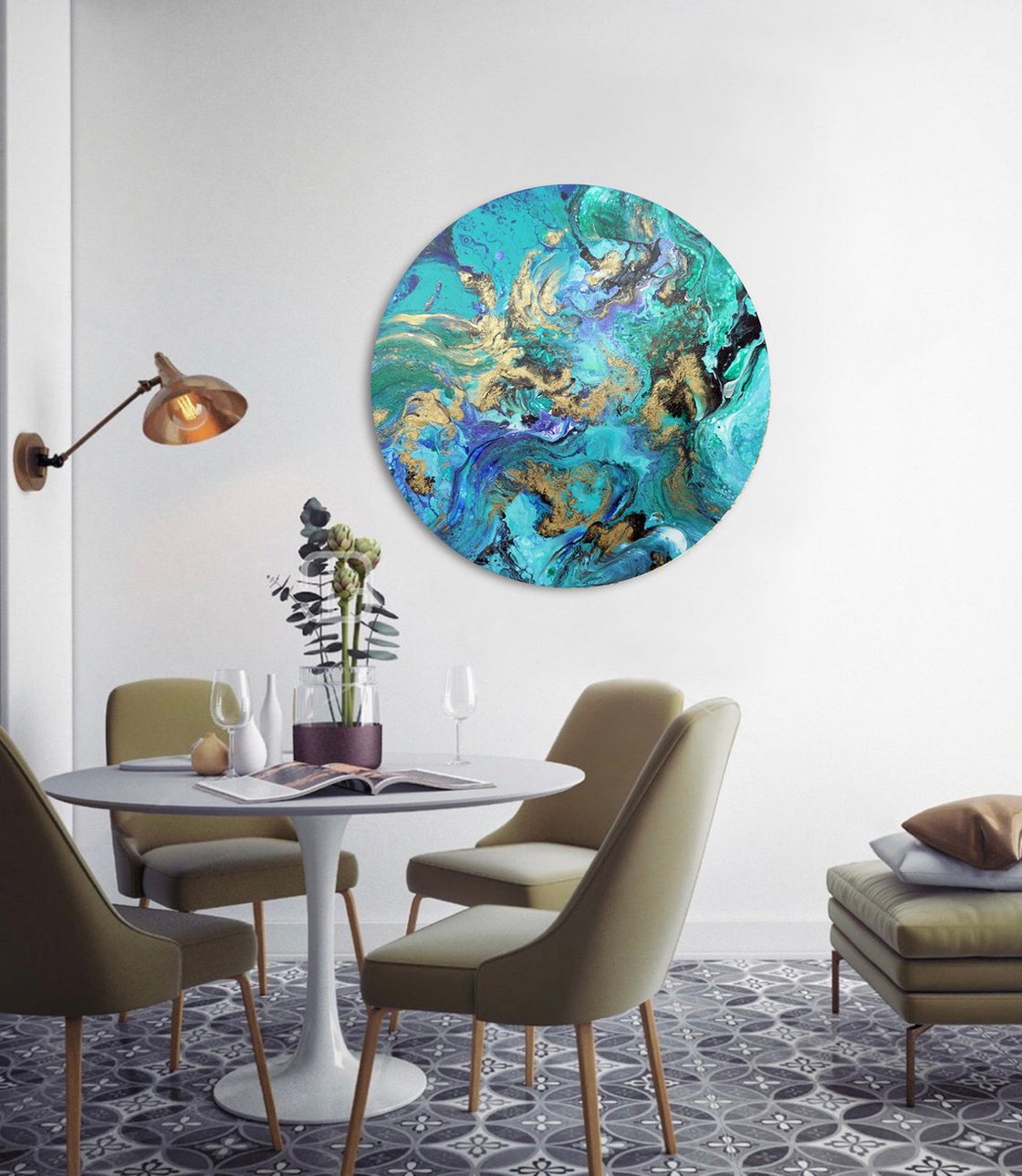 Round abstract painting art Acrylic painting by Areti Ampi Artfinder