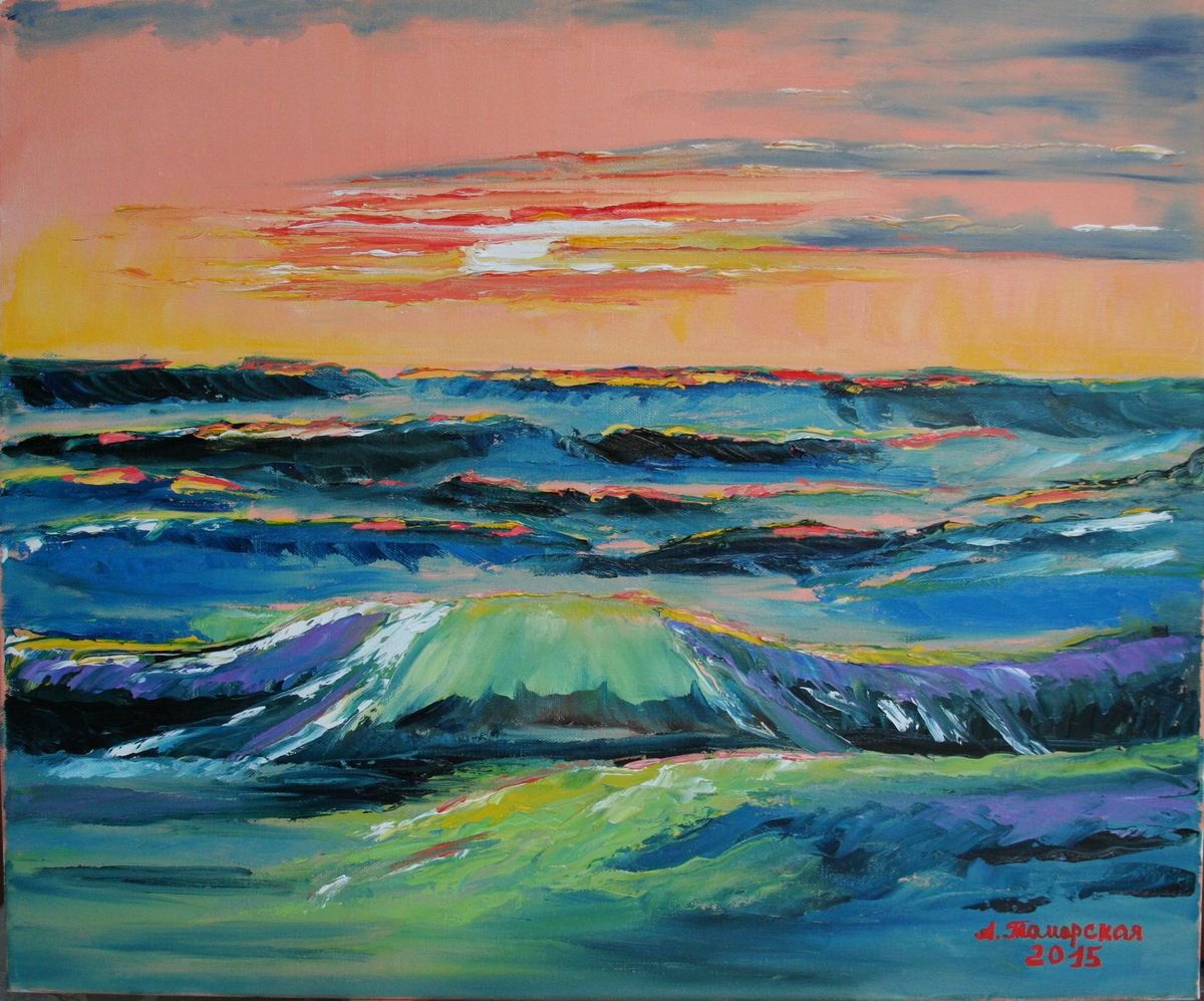 Sea landscape. Original Oil Painting on Canvas. 20 x 24. 50,8 x 60,96 cm. by Alexandra Tomorskaya/Caramel Art Gallery
