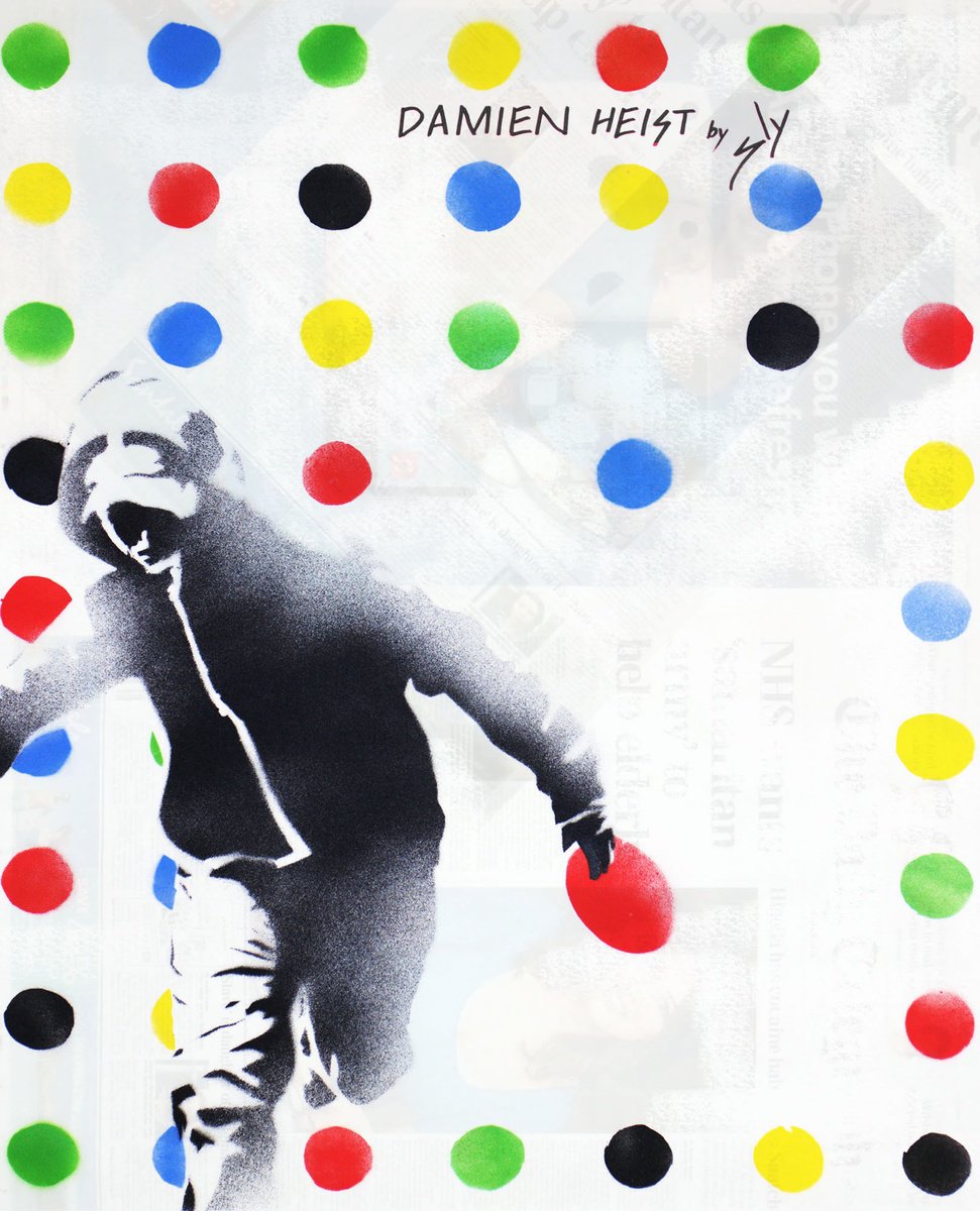 Urban And Pop Painting , Damien Heist (On An Urbox) By Juan Sly, 23 X 30, Artwork For Sale On Artfinder