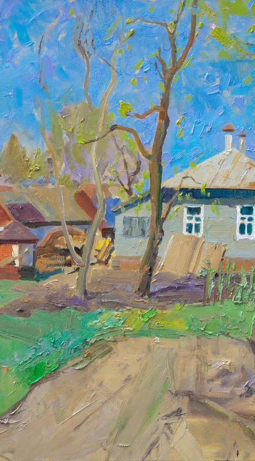 The yard near the Strizhen River. April by Victor Onyshchenko