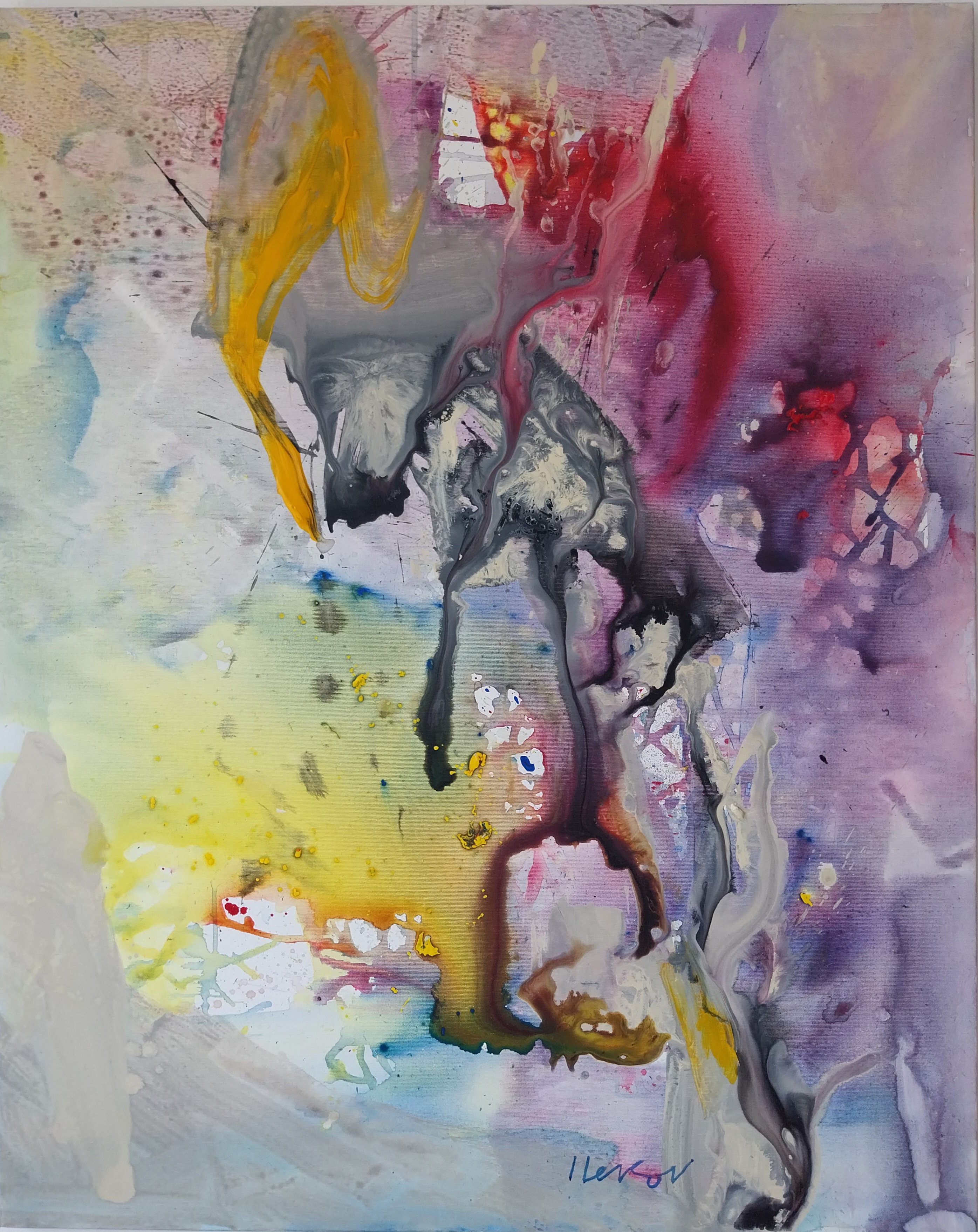 Abstract Acrylic Painting By Ivo Lekov, 31 X 39, No Name Vi, Original Artwork