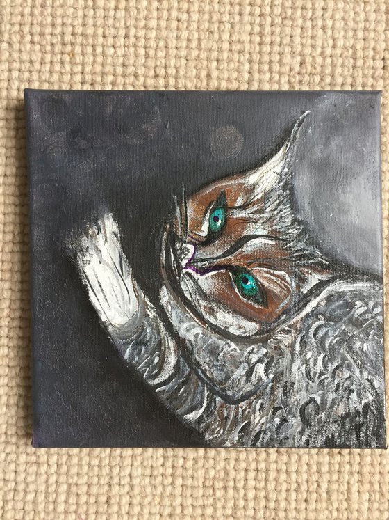 Cat Love Acrylic Art Small Paintings Gift Ideas Cat Portraits Animal Art Animal Portraits Beautiful Art For Sale Free Delivery