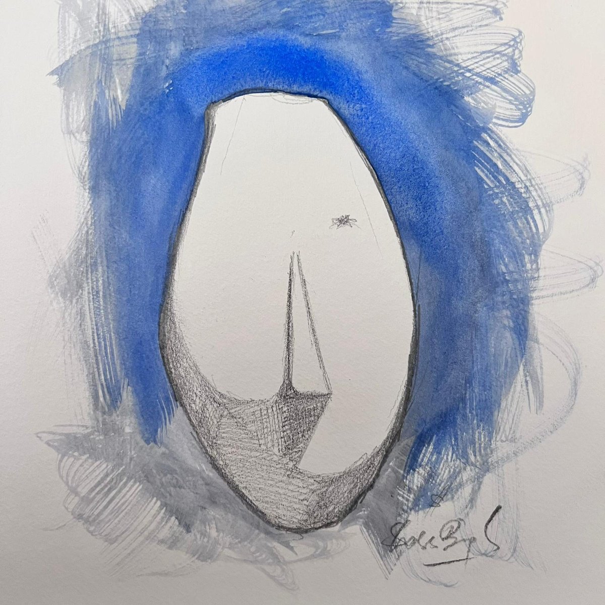 Abstract Portrait Painting By Shabs Beigh, 11 X 11", The Mysterious Face, Original Artwork