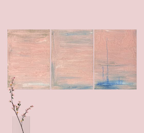 Triptych Pink Beach