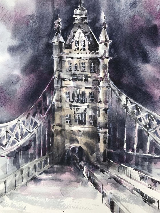 Tower bridge. one of a kind, original painting