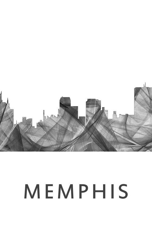 Memphis Tennessee Skyline WB BW by Marlene Watson