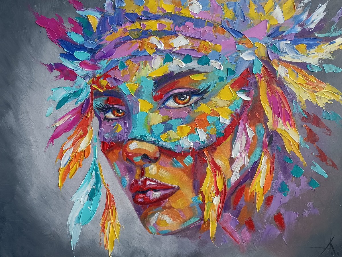 Impressionistic Portrait Oil Painting By Anastasia Kozorez, 16 X 12, Disguise, Original Artwork