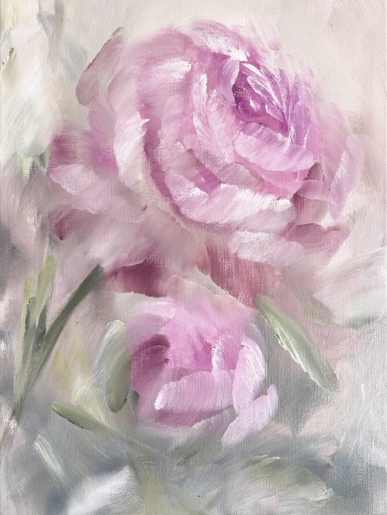 Pink peonies in a frame