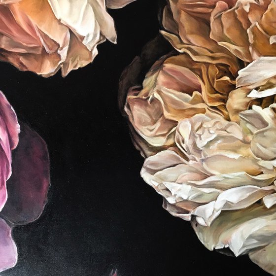 Oil painting with rose buds 80 * 100 cm