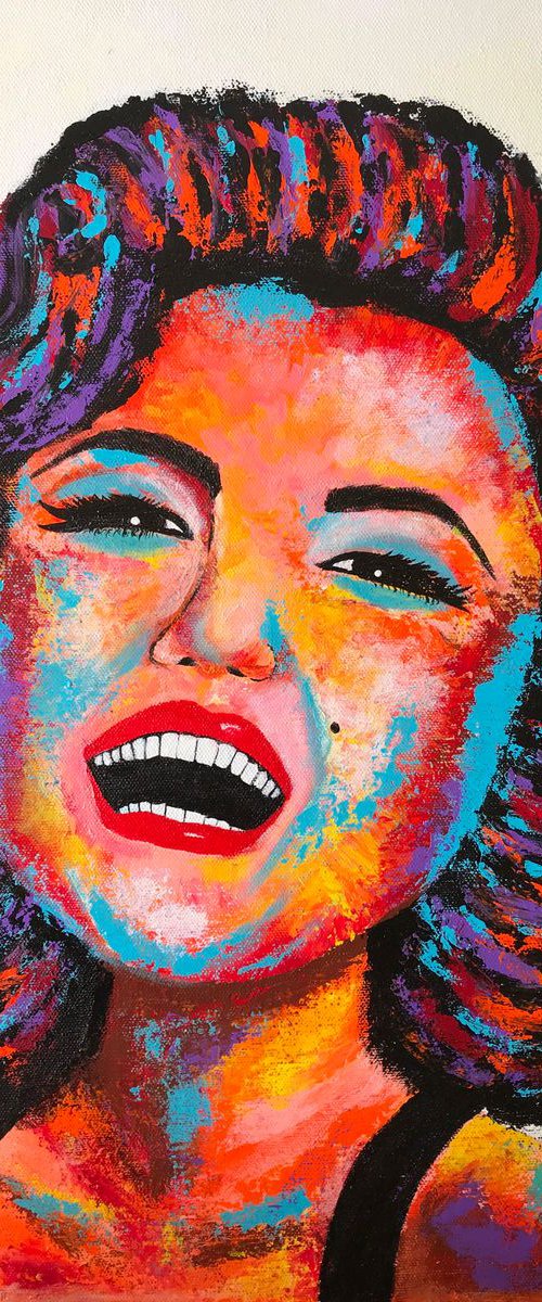 Marilyn !! Portrait !! Pop colors !! Knife Painting by Amita Dand