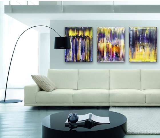 "Transmutation" - FREE USA SHIPPING + Save As A Series - Original PMS Abstract Triptych Oil Paintings On Canvas - 48" x 20"