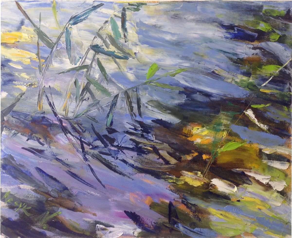 Summer water. Pond light oil painting river by Nataliia Nosyk