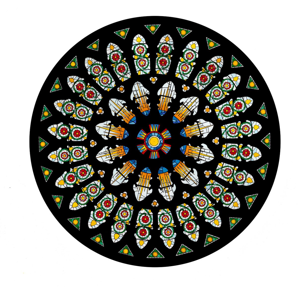 Geometric Abstract Painting By Shelley Ashkowski, 22 X 22", York Minster Rose Window, Original Artwork