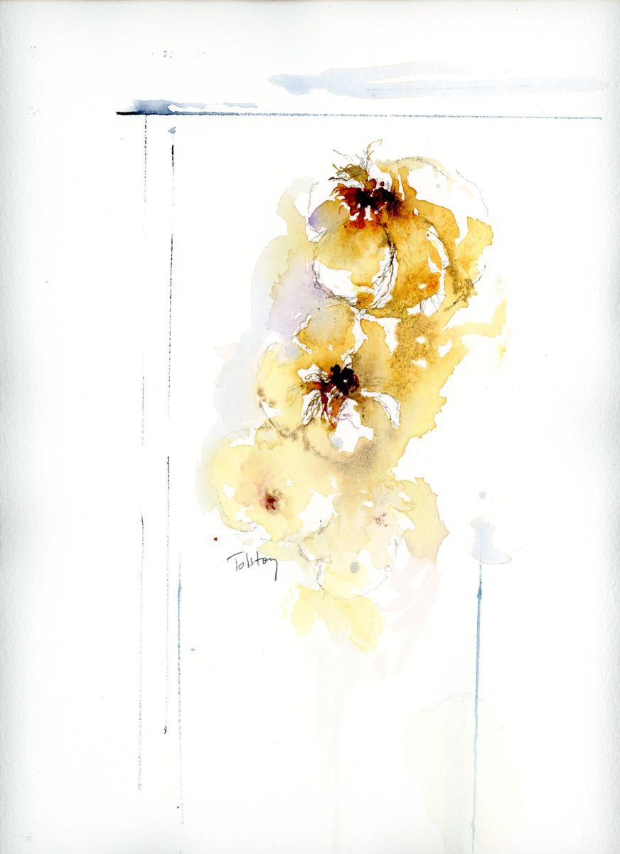 Impressionistic Botanical Watercolour By Alex Tolstoy, 10 X 14, Garlic String, Original Artwork