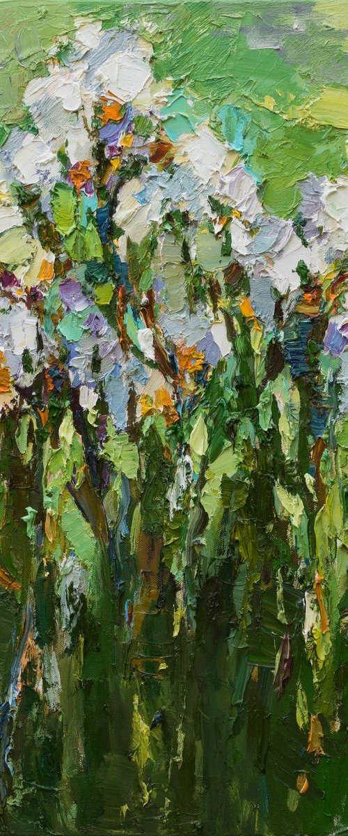 Irises - Original oil painting by Anastasiia Valiulina