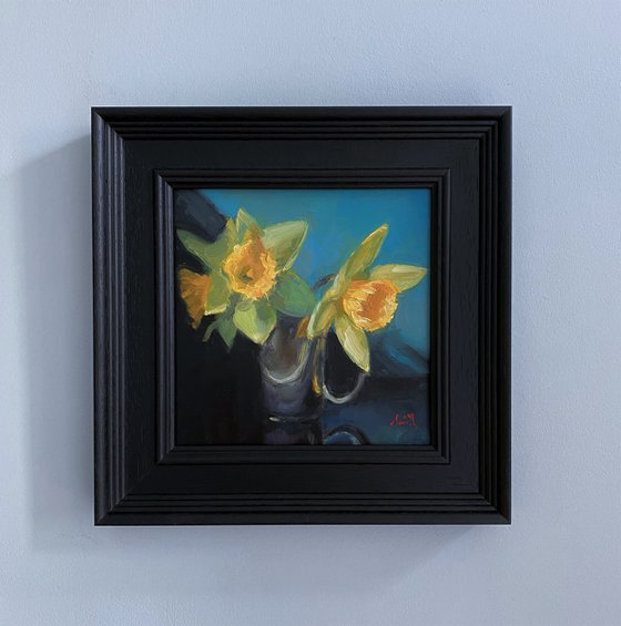 Original Oil Still Life Daffodils.