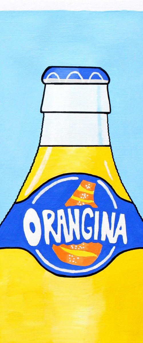 Orangina Bottle - Pop Art Painting On Unframed A4 Paper by Ian Viggars