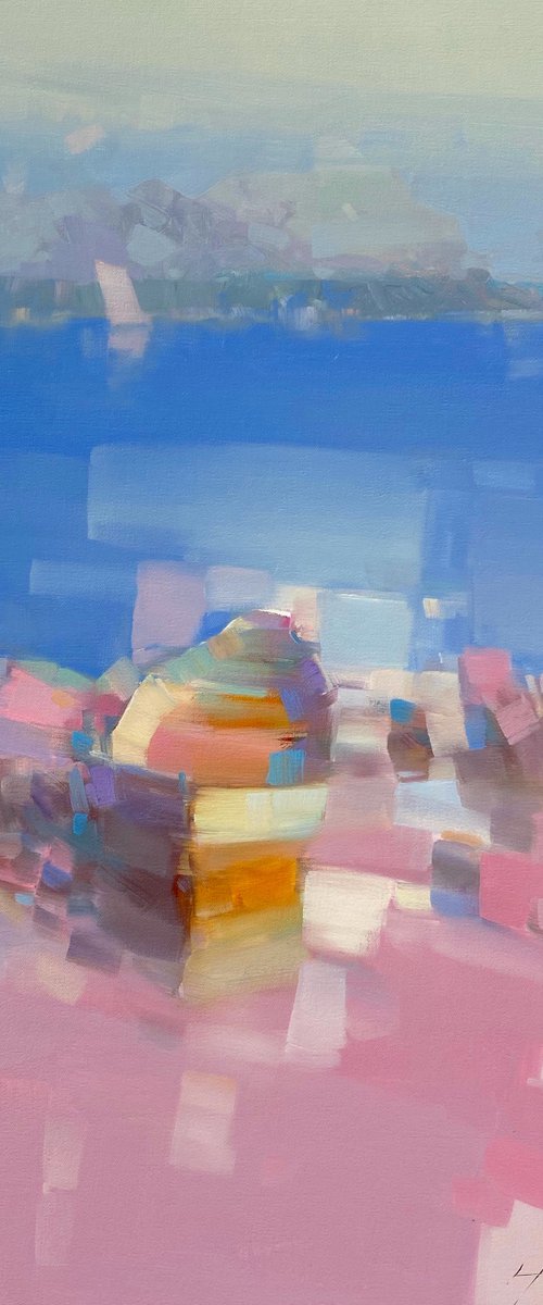 Canoe, Original oil painting, Handmade artwork, One of a kind by Vahe Yeremyan