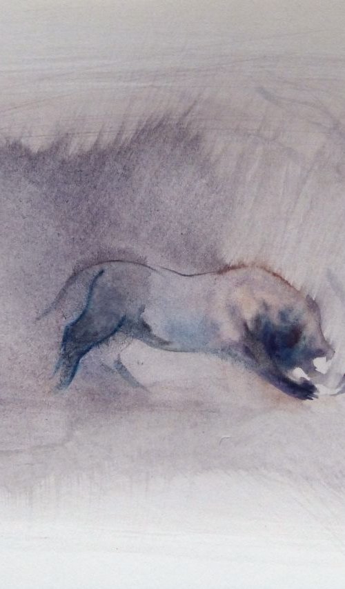 Cat chasing a mouse, 21x29 cm by Frederic Belaubre