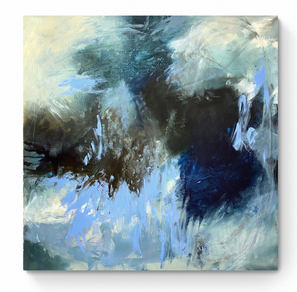 Abstract Acrylic Painting By Cristina Dalla Valentina, 31 X 31, The Breath Of The Sea, Original Artwork